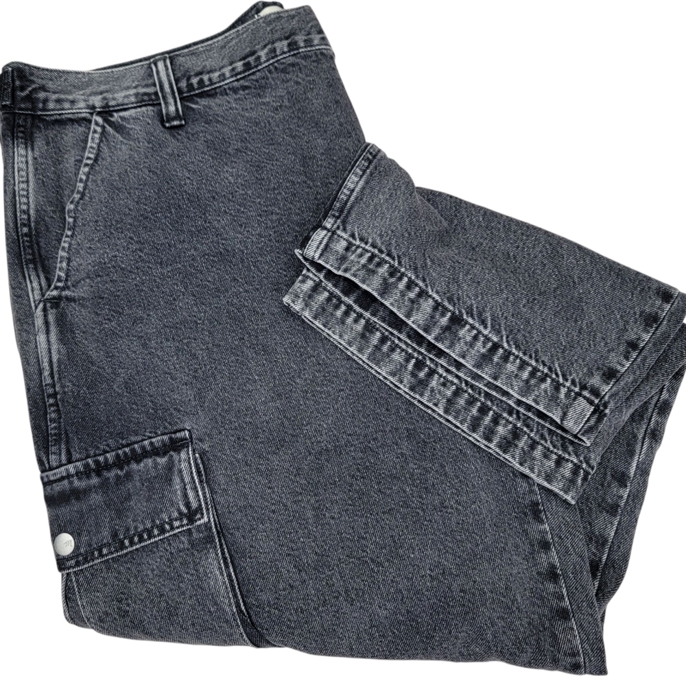 Madewell Low-Slung Straight Cargo Jeans Faded Black Baggy Slouchy Women’s W33P - Picture 17 of 17